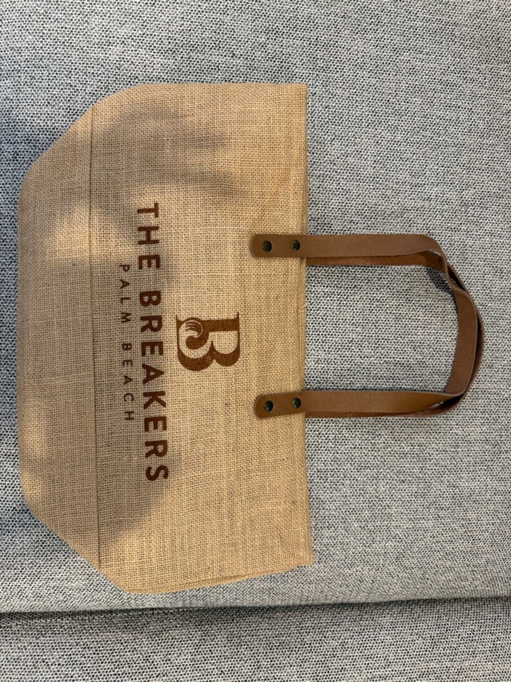 Palm Beach Tan Canvas Tote Bag with Brown Handles